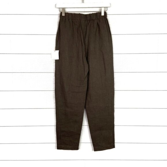 NWT Kepola Linen Brown Tapered Leg Pull On Pant Bottoms Made in Hawaii XS New - Picture 2 of 4